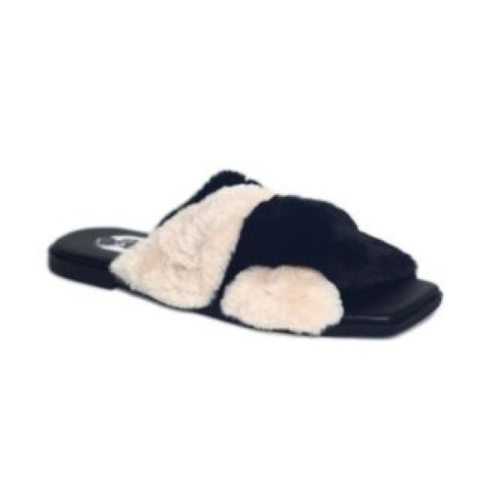 VHNY Vivienne Hu Designer Criss Cross Faux Fur Slippers